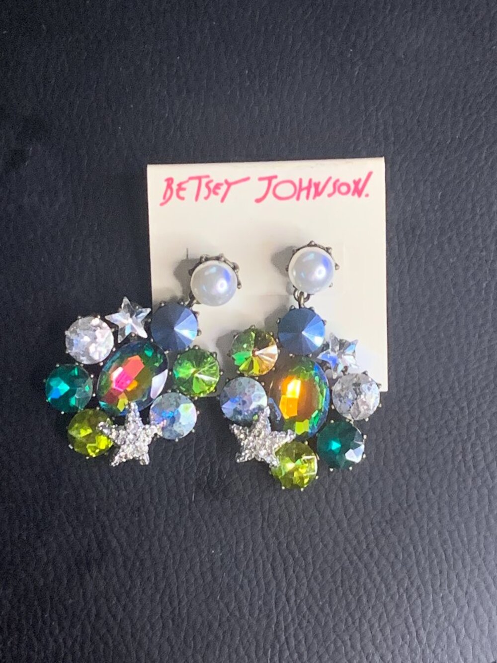 Betsey Johnson Multicolor Crystal Cluster Star Earrings – NWT